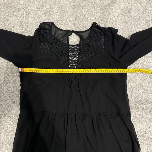 Express Black Long Sleeve Pull over Babydoll Short Dress Size Medium Pre-owned - Picture 9 of 12